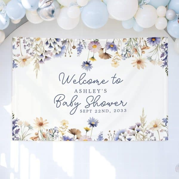 Floral Baby Shower Banner For Ashley, September 22, 2033.