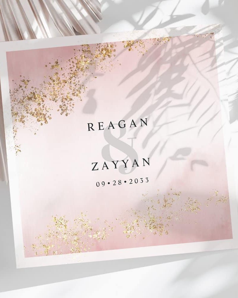 Blush Pink & Gold Wedding Napkins