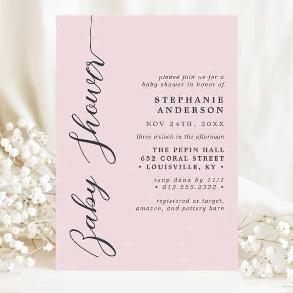 Pink Baby Shower Invitation For Stephanie Anderson. The Event Is November 24Th At The Pepin Hall In Louisville, Ky.