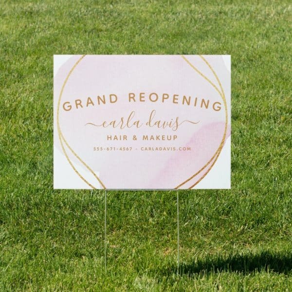 Grand Reopening Sign For Carla Davis Hair &Amp; Makeup, With Contact Information.