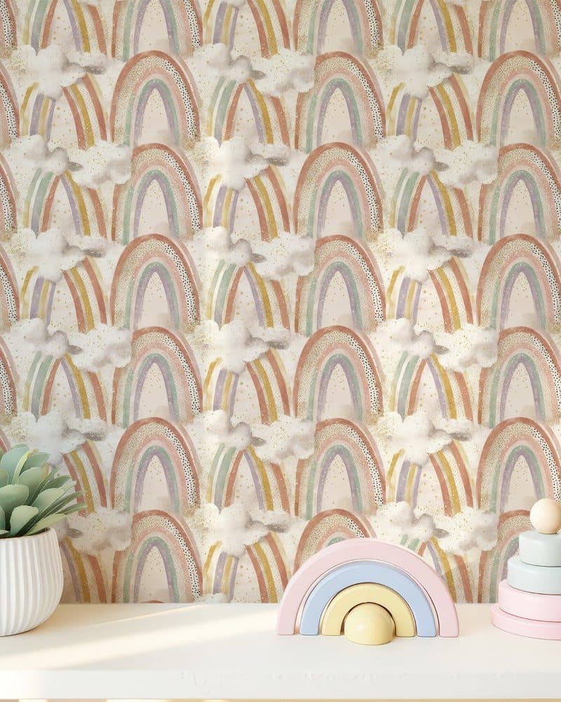 Pastel rainbow pattern wallpaper.