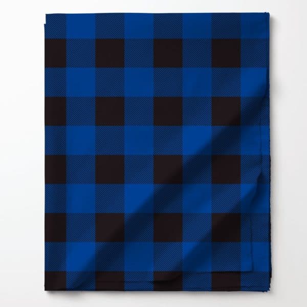 Blue And Black Buffalo Plaid Fabric.
