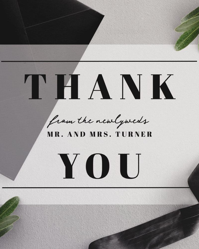 Wedding thank you card from Mr. and Mrs. Turner.