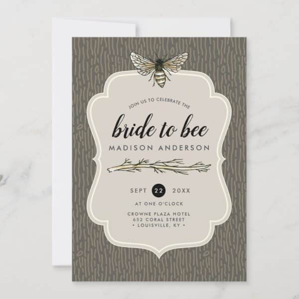 Bride To Bee Rustic Umber Vintage Bridal Shower Invitation
