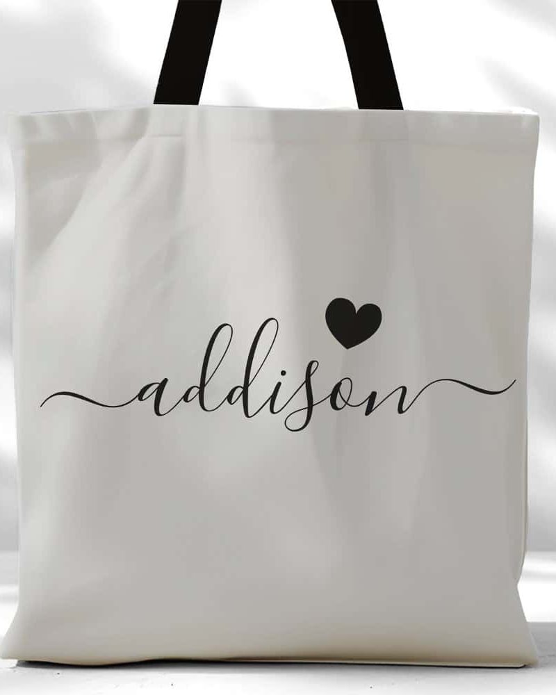 Bridesmaid Modern Script Heart Warm Gray Tote Bag