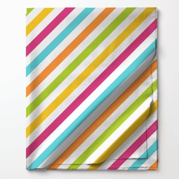 Brightly Colored Diagonal Stripes On A Folded Fabric Square.