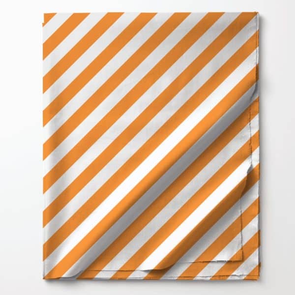 Orange And White Diagonal Striped Fabric.