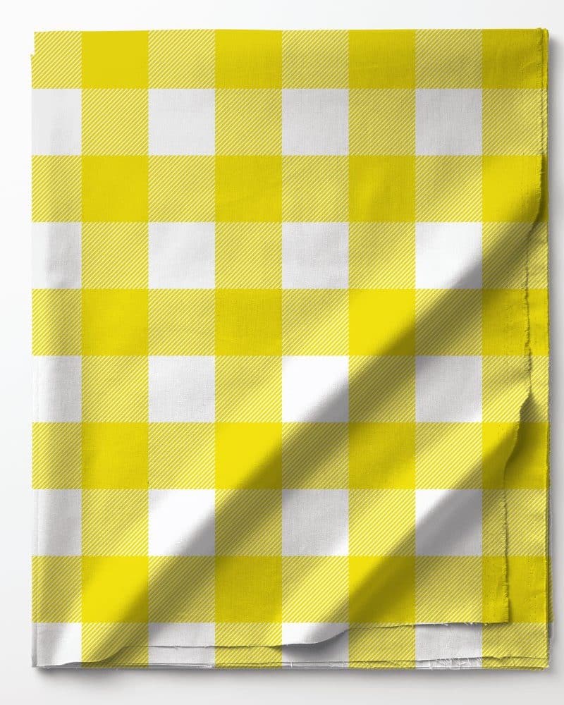 Yellow and white gingham fabric.