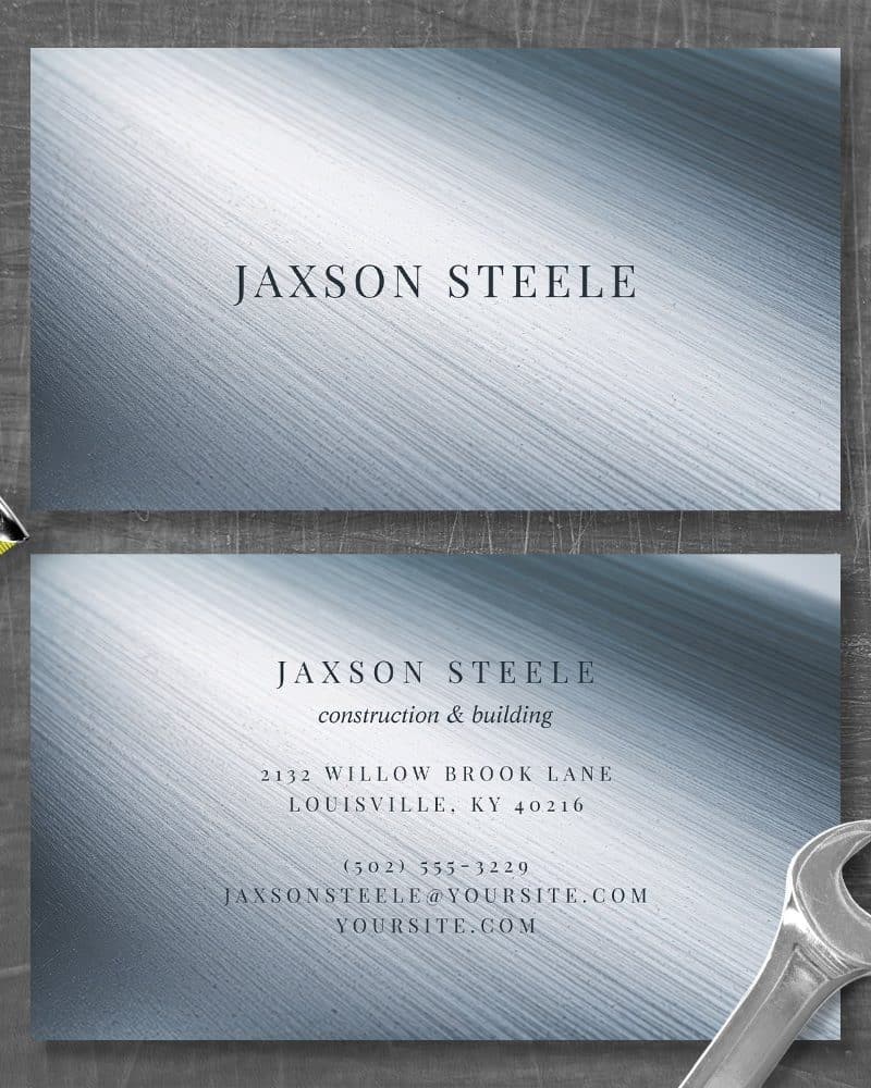 Jaxson Steele construction and building business card.