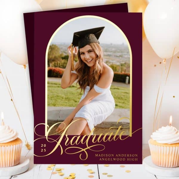 Graduation Announcement Featuring A Photo Of Madison Anderson In Cap And Gown.