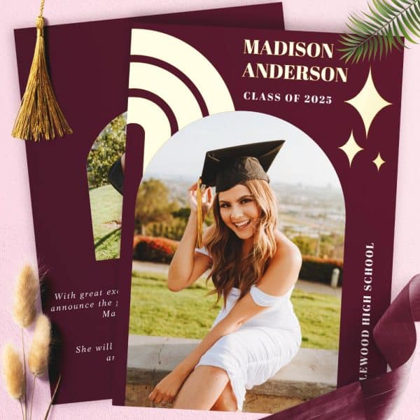 Graduation Announcement Featuring Madison Anderson, Class Of 2025, Lewood High School. A Photo Shows Her In A Cap And Gown.
