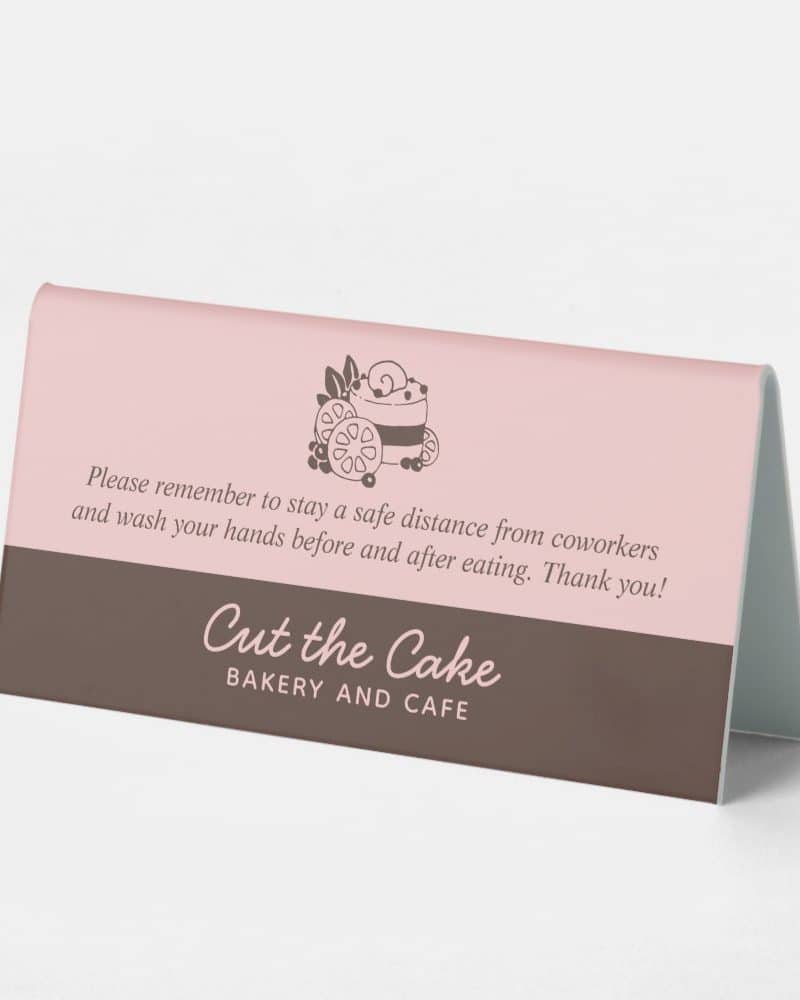 Cake Logo Bakery Employee Break Room Table Tent Sign