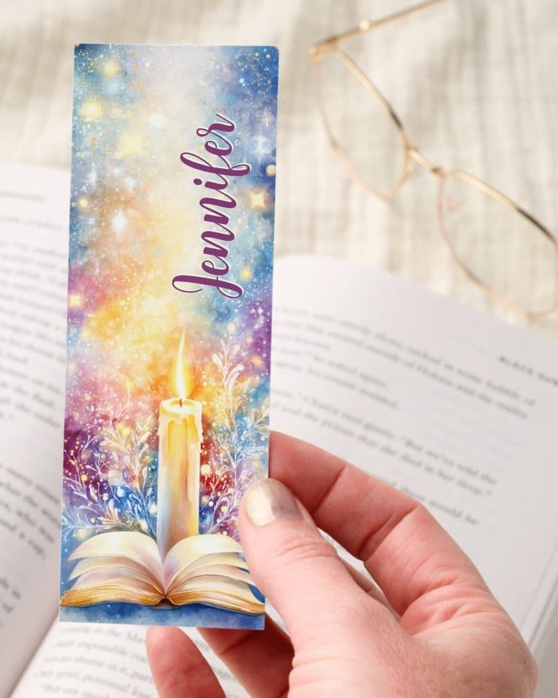 Candle Open Bible Starry Night Personalized Bookmarks