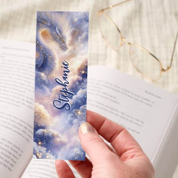 Celestial Dragon Sparkling Clouds Personalized Bookmarks
