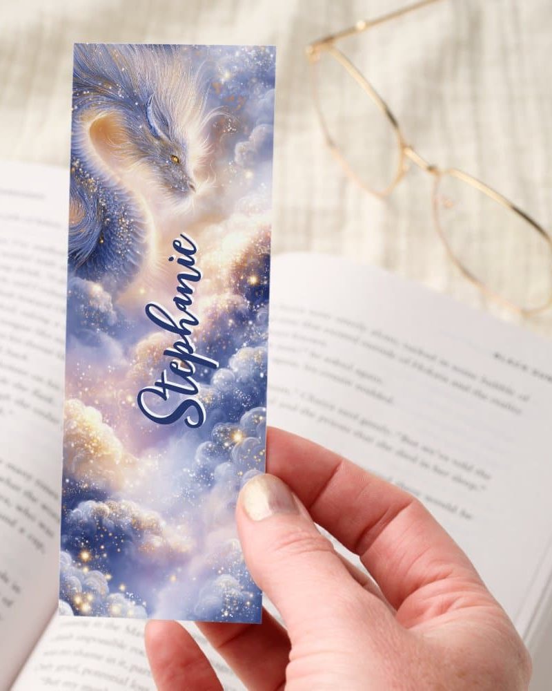 Celestial Dragon Sparkling Clouds Personalized Bookmarks