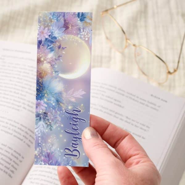 Celestial Floral Moon Sparkle Bookmarks
