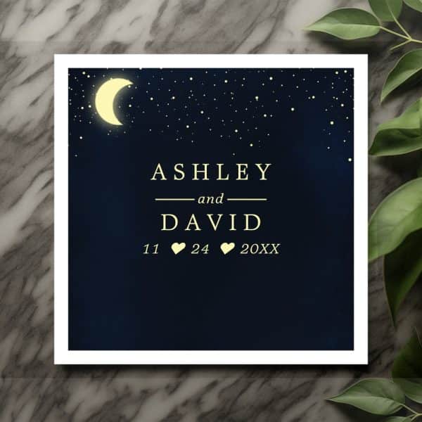 Celestial Moon Stars Midnight Blue Wedding Napkins
