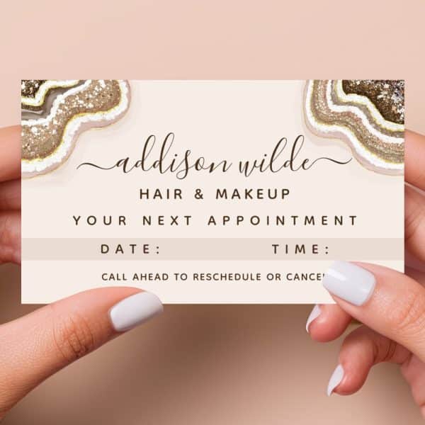 Appointment Reminder Card For Addison Wilde Hair &Amp; Makeup, Featuring An Agate Design.