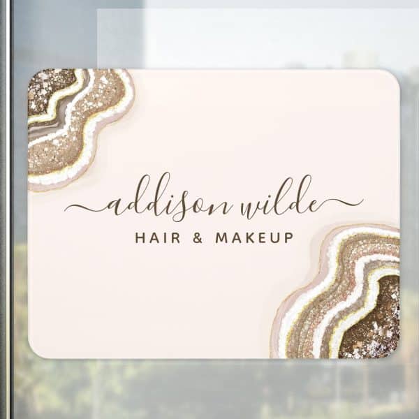 Addison Wilde Hair &Amp; Makeup Business Sign With An Agate Design.