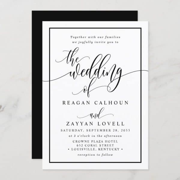 Wedding Invitation For Reagan Calhoun And Zayyan Lovell.