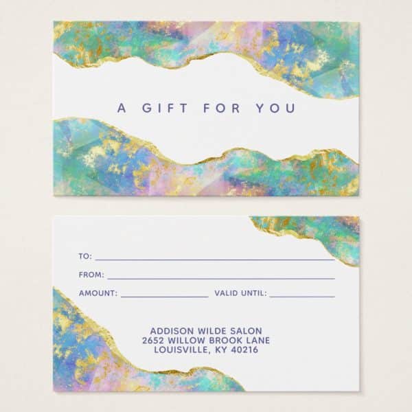 Gift Certificate With Pastel And Gold Design.