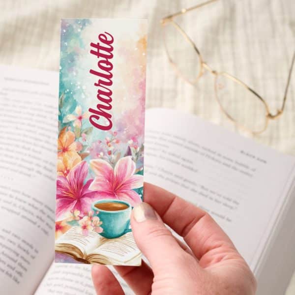 Coffee Cup Bible Flowers Personalized Bookmarks