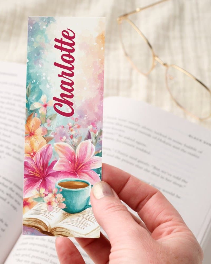 Coffee Cup Bible Flowers Personalized Bookmarks
