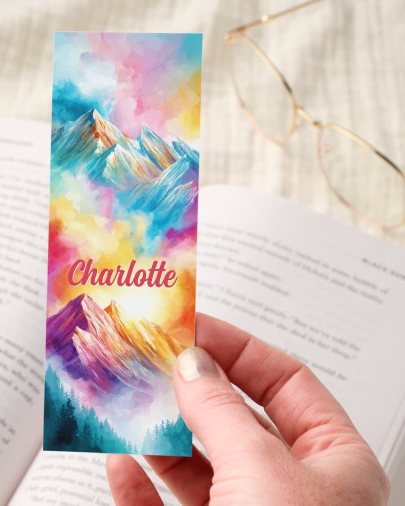 Colorful Mountain Sunrise Forest Personalized Bookmarks