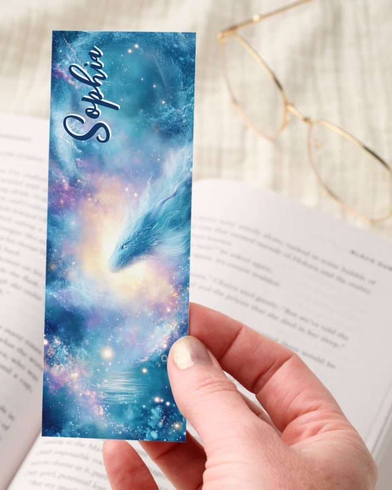 Cosmic Ice Dragon Galaxy Mystical Personalized Bookmarks