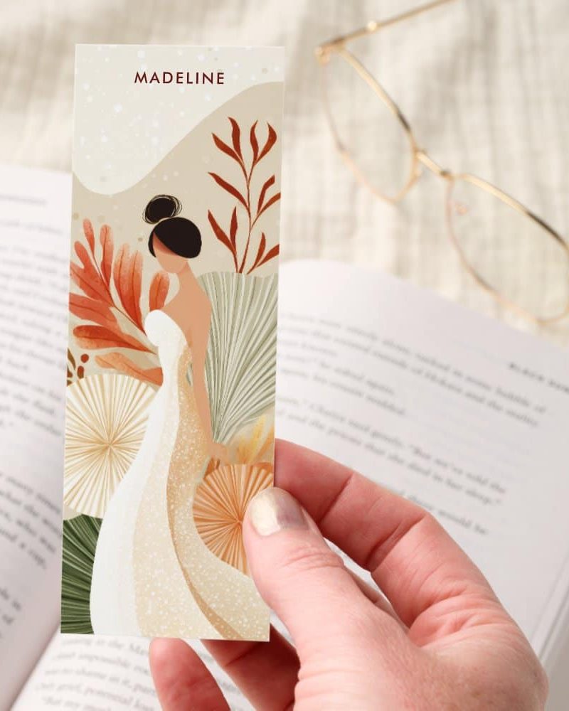 Cozy Boho Bride Neutral Tones Personalized Bookmarks