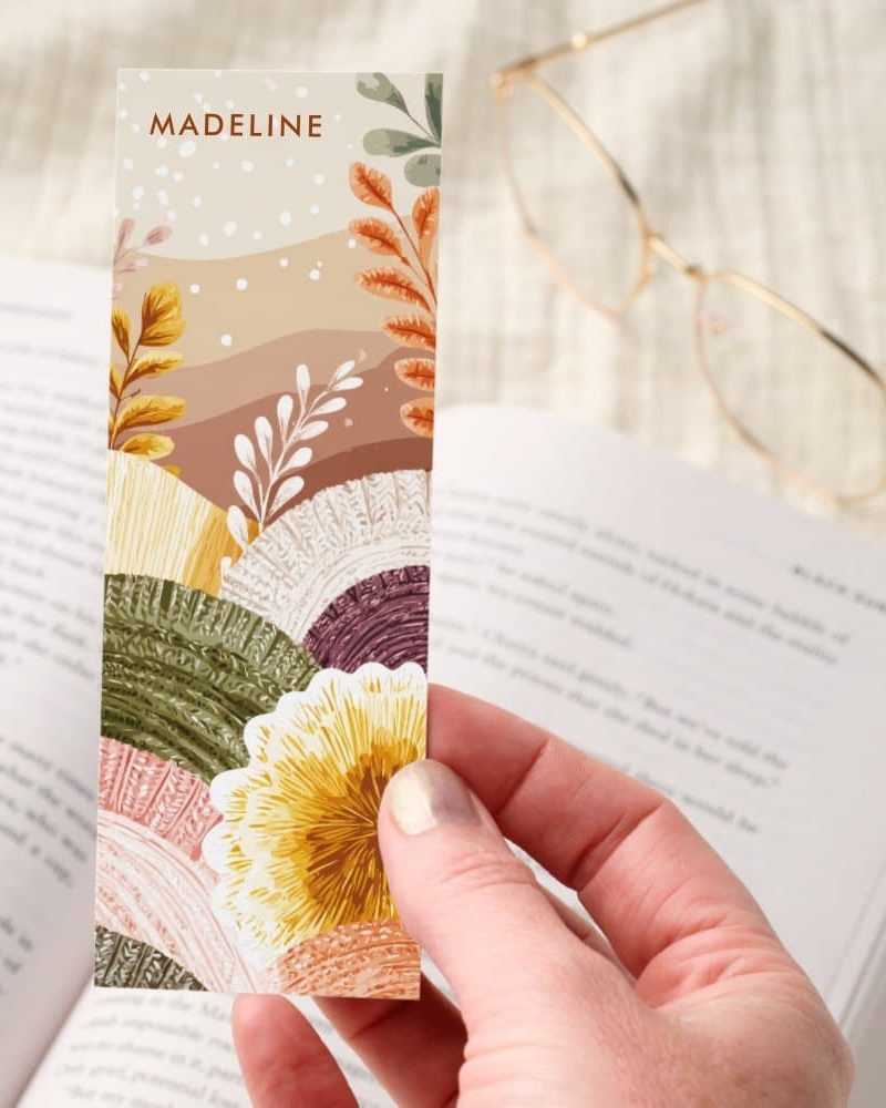 Cozy Boho Floral Landscape Earthy Personalized Bookmarks