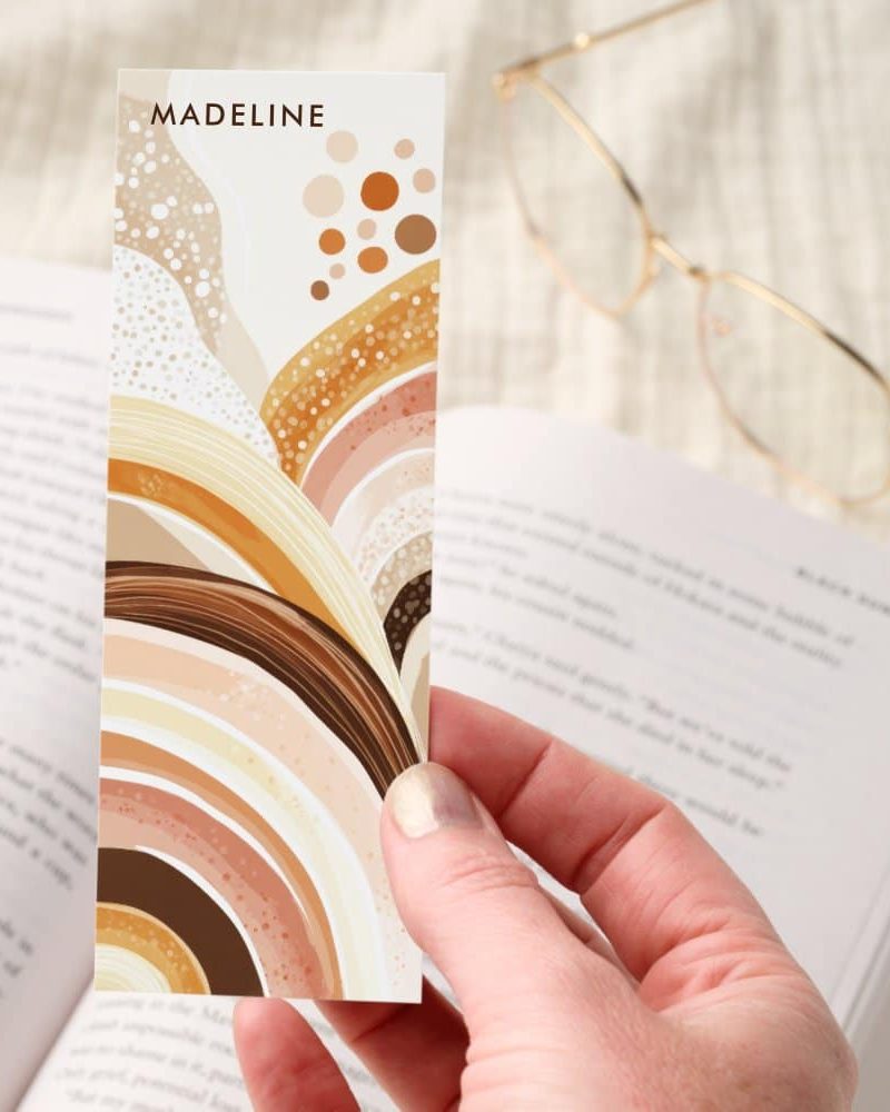 Cozy Boho Neutral Rainbow Abstract Personalized Bookmarks