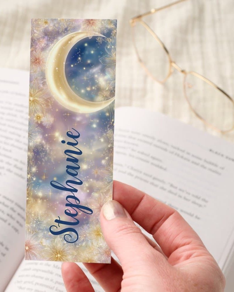Crescent Moon Floral Stars Bookmarks