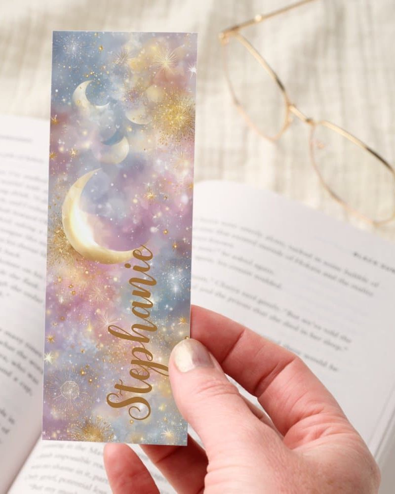 Crescent Moon Gold Fireworks Bookmarks