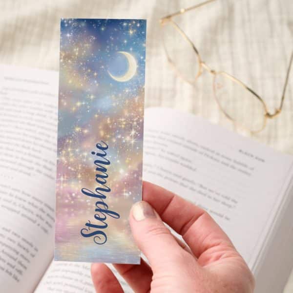 Crescent Moon Sparkling Sky Water Reflection Bookmarks