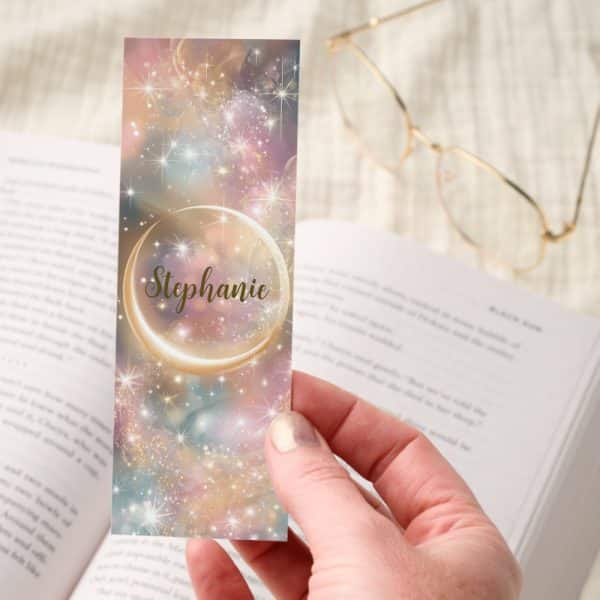 Crescent Moon Sparkling Stars Bookmarks