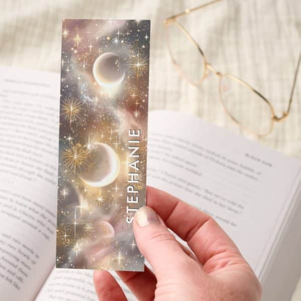 Crescent Moons Stars Glitter Bookmarks