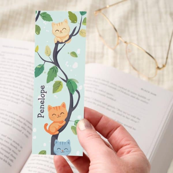 Cute Kawaii Cats In Tree Personalized Bookmark