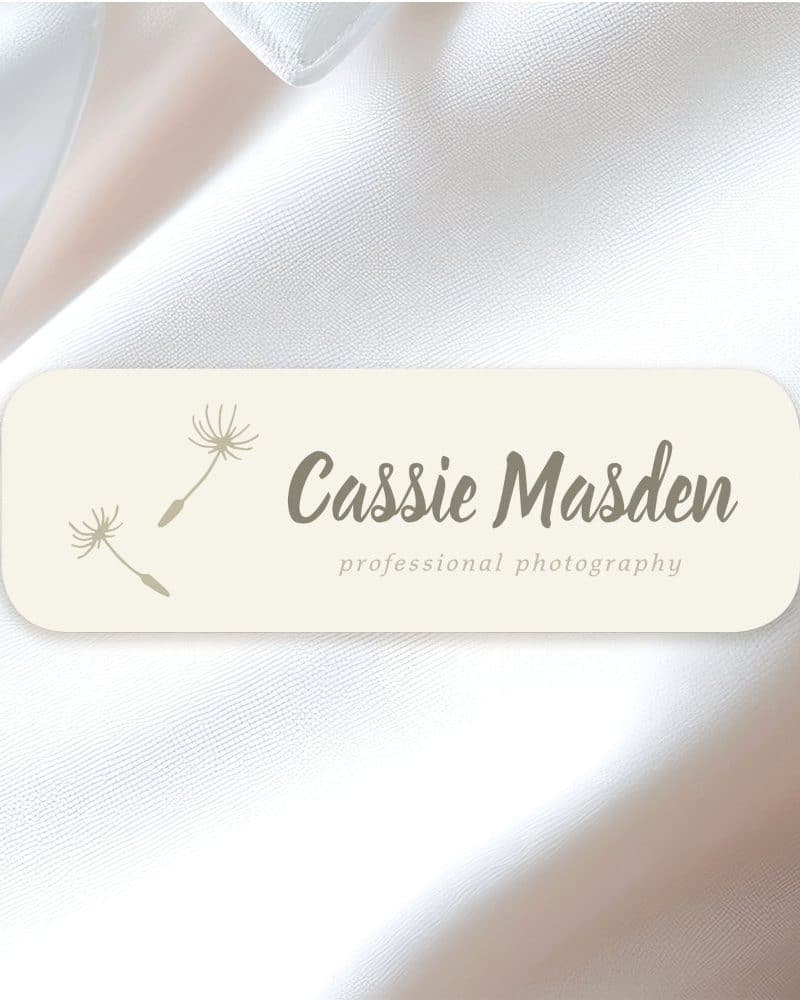 Cassie Madsen professional photography logo with dandelion seed illustrations.