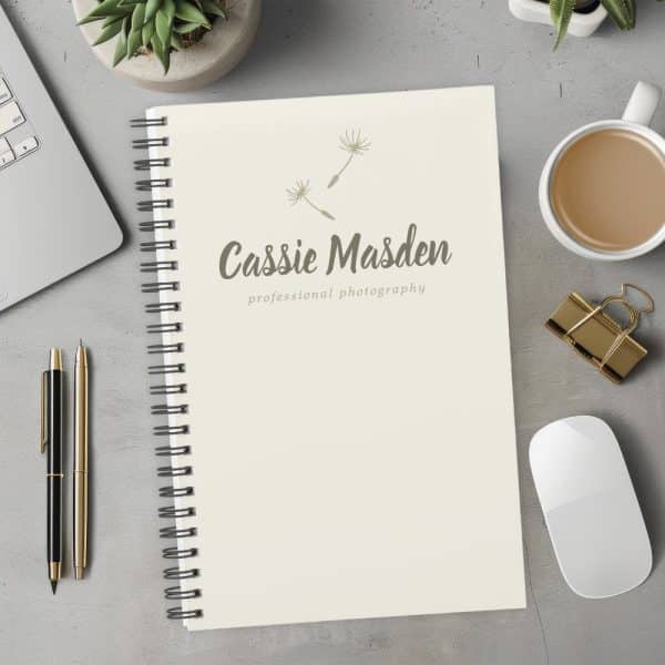 Spiral-Bound Notepad With Cassie Madsen Professional Photography Logo.