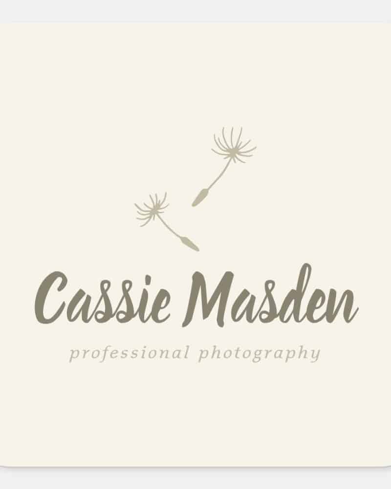 Cassie Madsen professional photography logo featuring two dandelion seed heads.