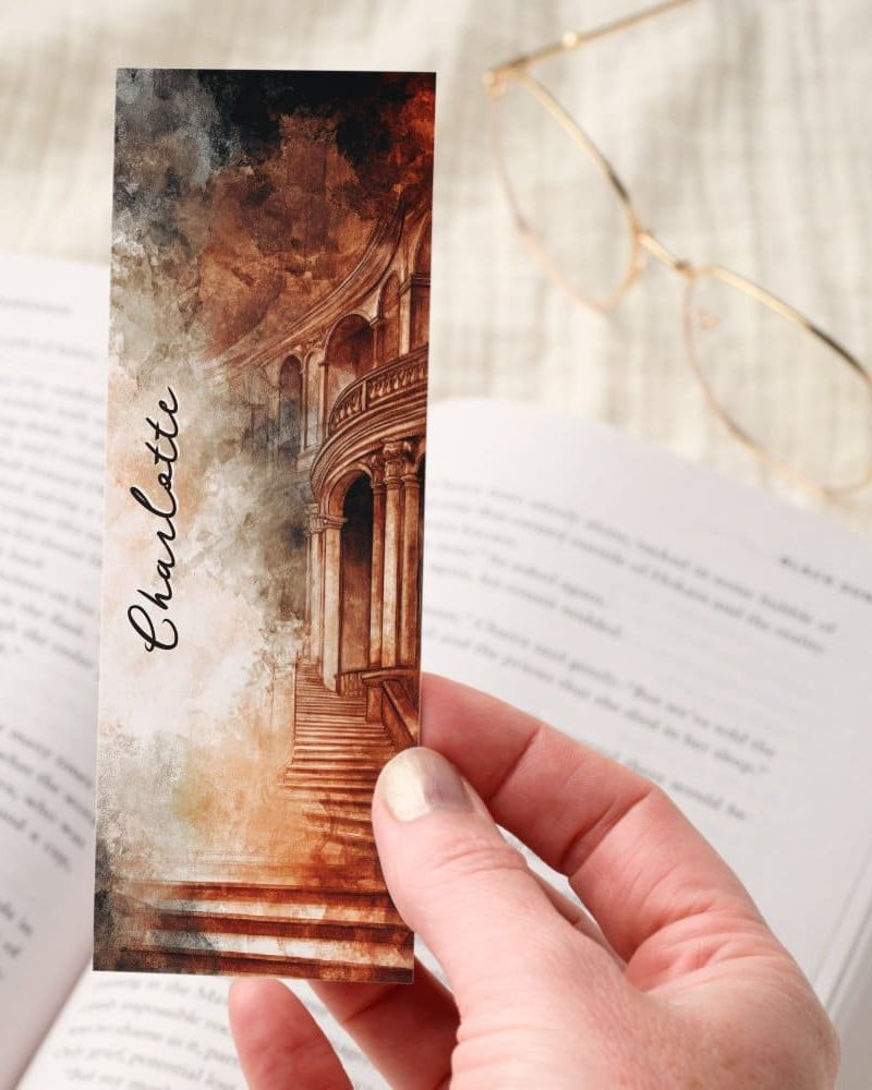 Dark Academia Ancient Staircase Personalized Bookmarks