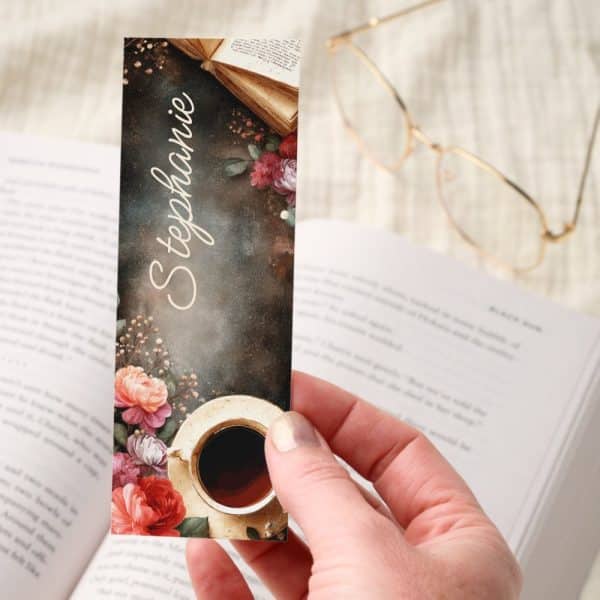 Dark Academia Coffee Roses Books Personalized Bookmarks