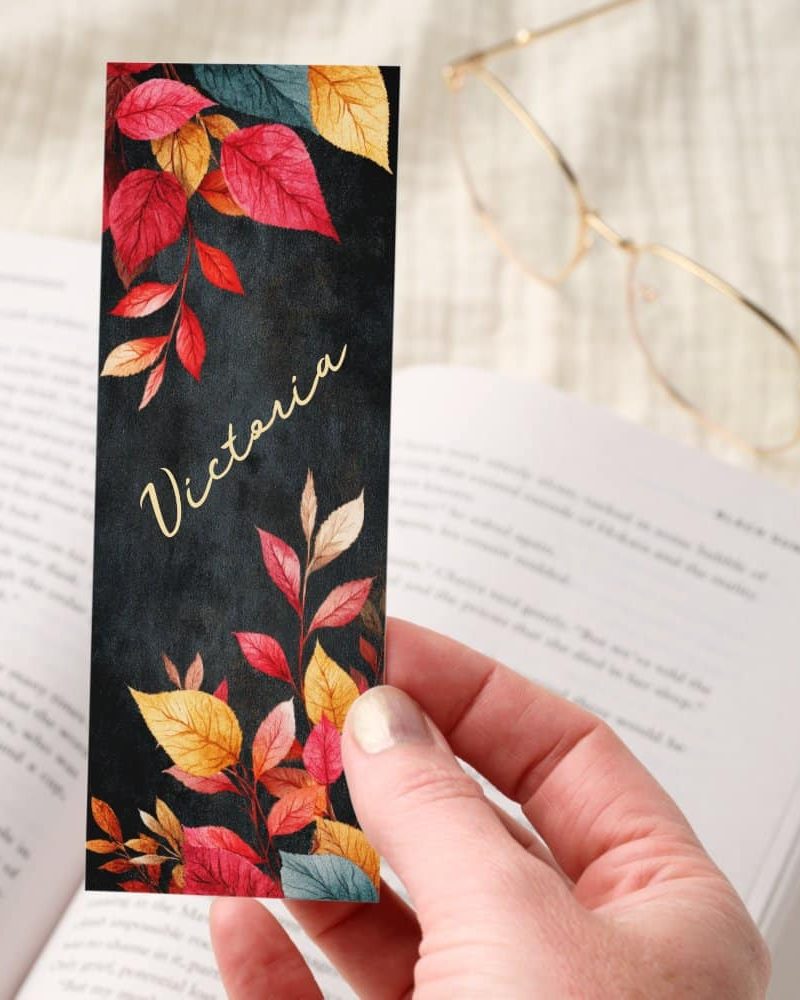 Dark Academia Dark Leaves Personalized Bookmarks
