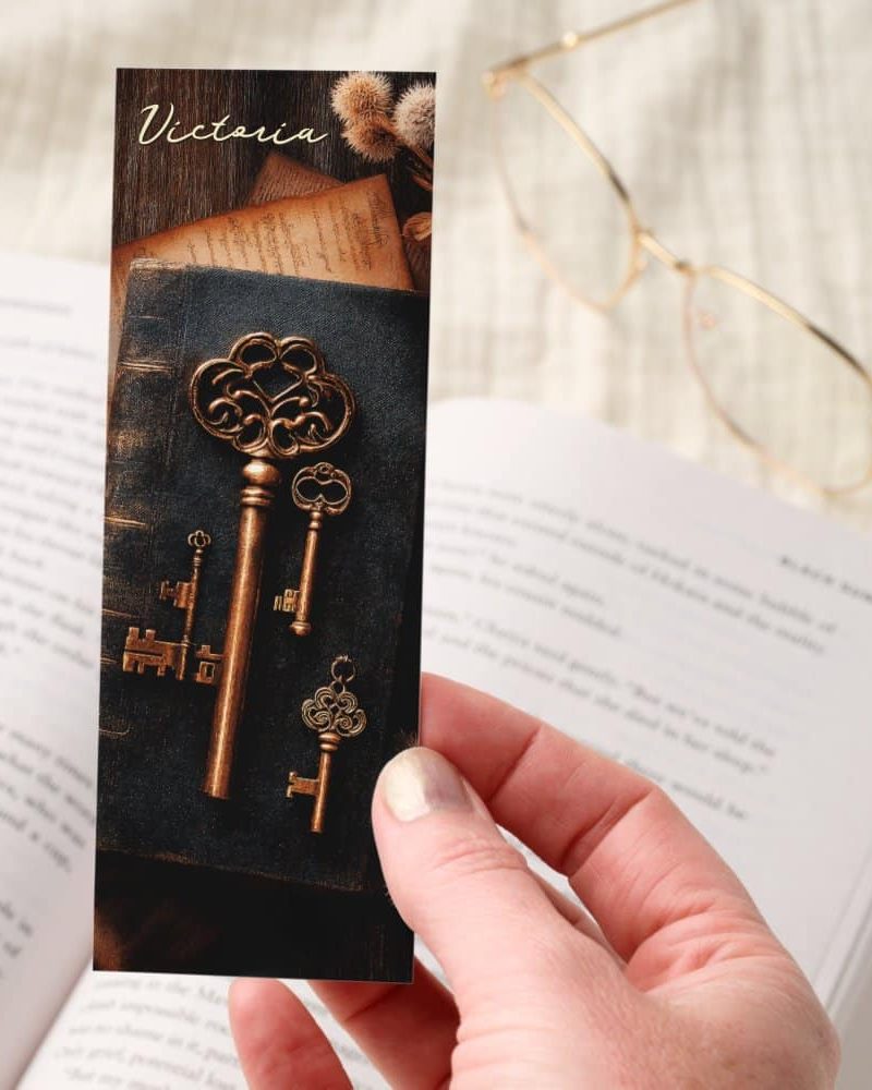 Dark Academia Keys Old Book Personalized Bookmarks