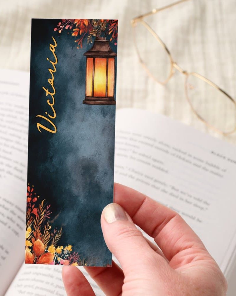 Dark Academia Lantern Floral Personalized Bookmarks