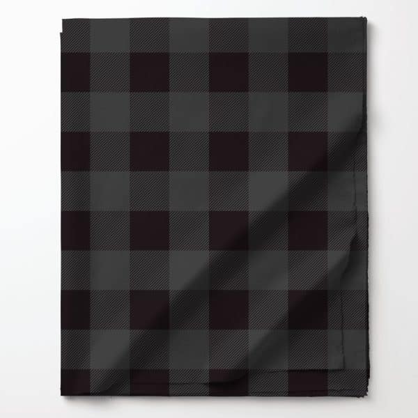Black And Gray Buffalo Plaid Fabric.
