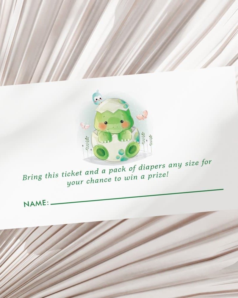 Baby turtle hatching from egg on a raffle ticket.