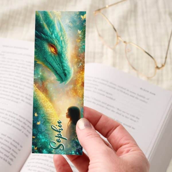 Dragon Girl Glowing Forest Fantasy Personalized Bookmarks