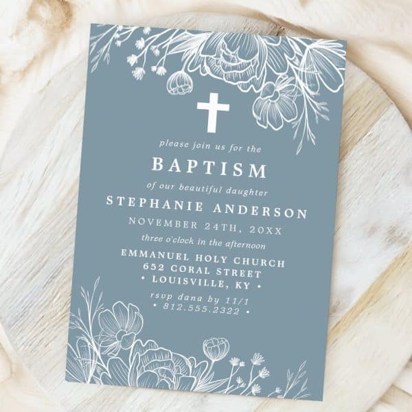 Baptism Invitation For Stephanie Anderson, November 24Th, At Emmanuel Holy Church In Louisville, Ky. Floral Design.